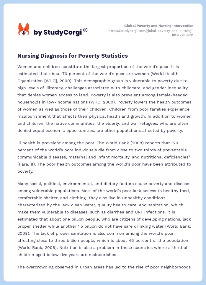 Global Poverty and Nursing Intervention. Page 2