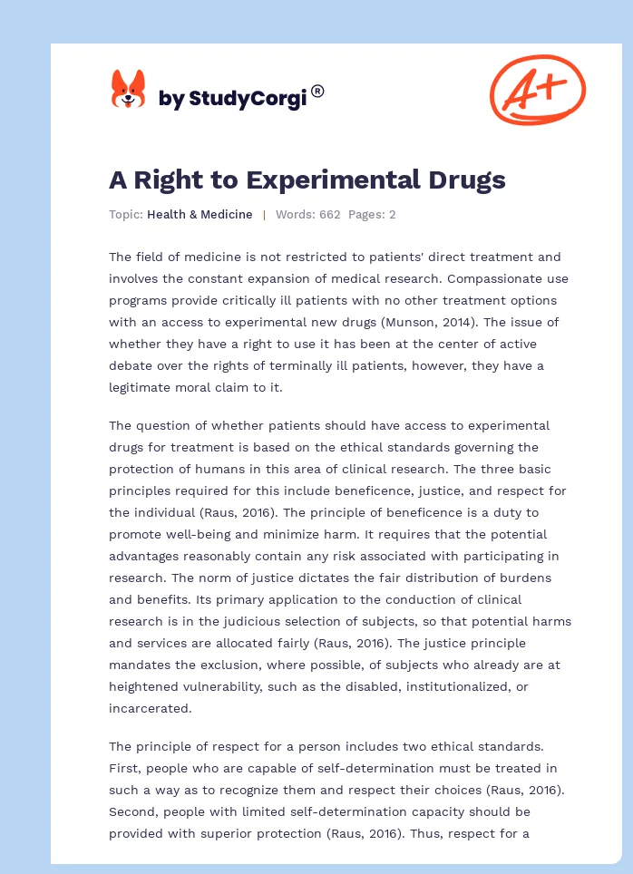 A Right to Experimental Drugs. Page 1