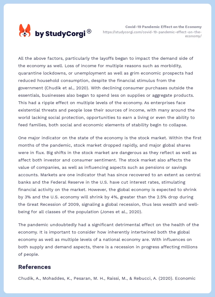 Covid-19 Pandemic Effect on the Economy. Page 2