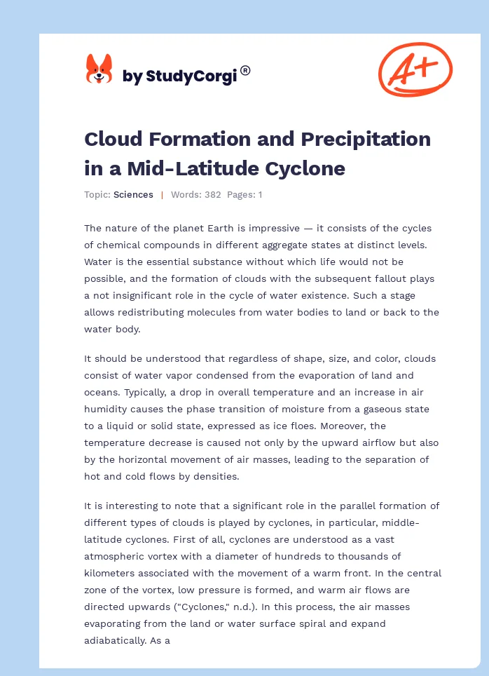 Cloud Formation and Precipitation in a Mid-Latitude Cyclone. Page 1