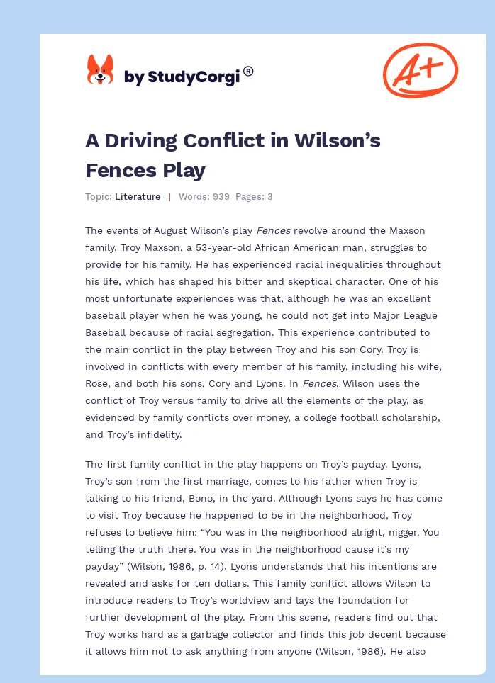 A Driving Conflict in Wilson’s Fences Play. Page 1