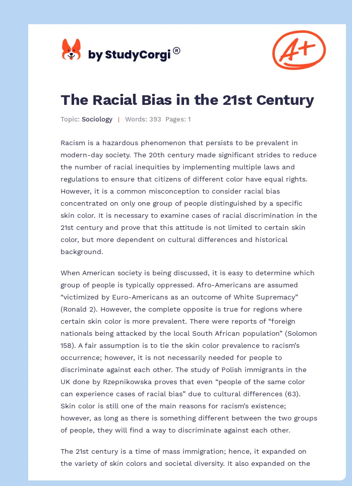 The Racial Bias in the 21st Century. Page 1