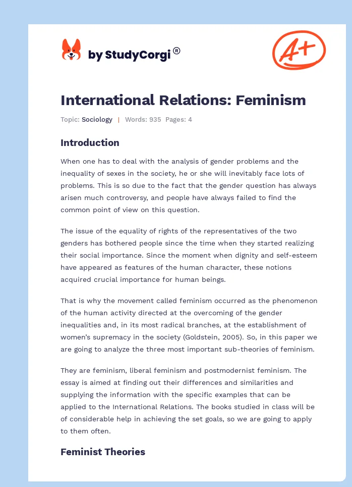 International Relations: Feminism. Page 1