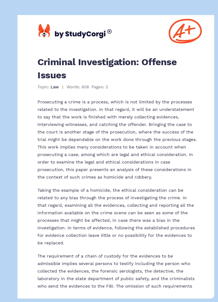 Criminal Investigation: Offense Issues. Page 1