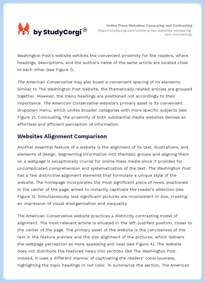 Online Press Websites: Comparing and Contrasting. Page 2