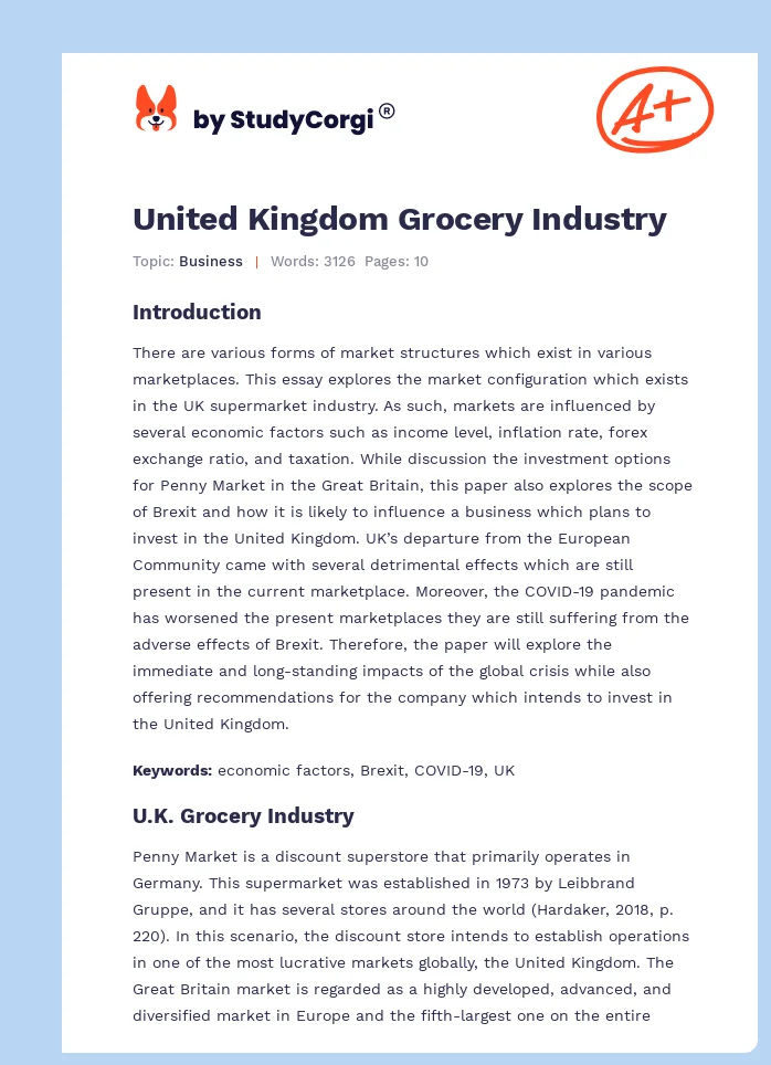 United Kingdom Grocery Industry. Page 1