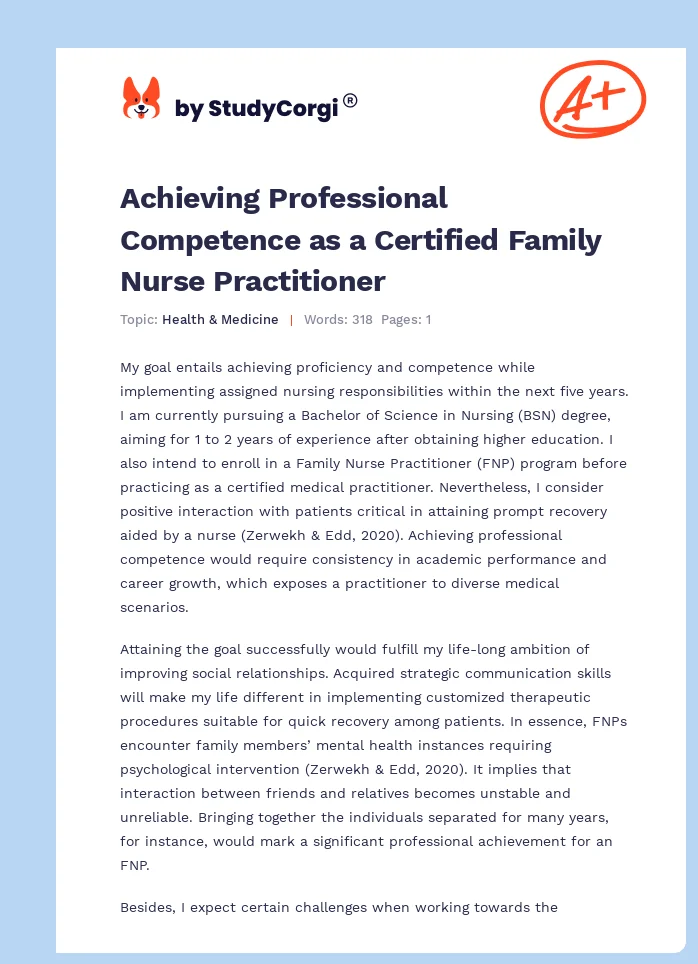 Achieving Professional Competence as a Certified Family Nurse Practitioner. Page 1