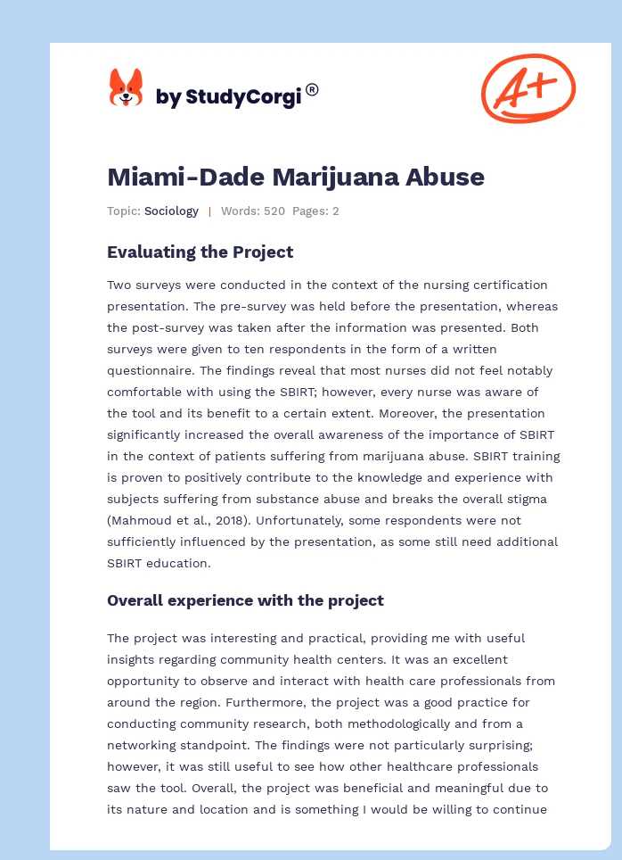 Miami-Dade Marijuana Abuse. Page 1