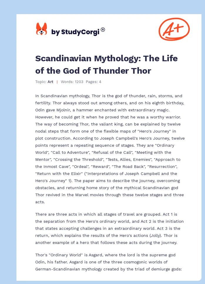Scandinavian Mythology: The Life of the God of Thunder Thor. Page 1
