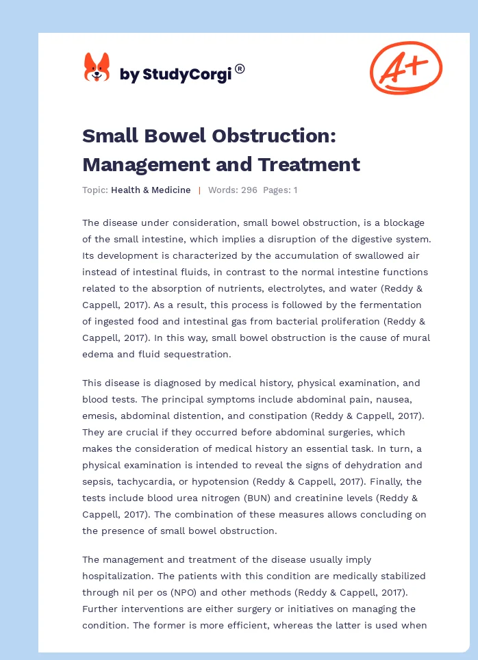 Small Bowel Obstruction: Management and Treatment. Page 1