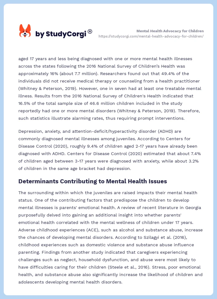 Mental Health Advocacy for Children. Page 2