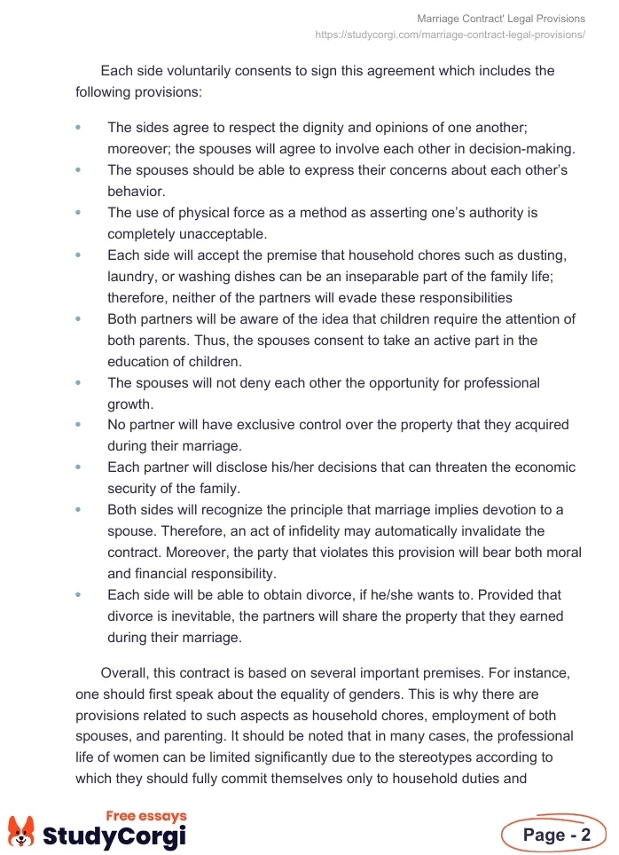Marriage Contract' Legal Provisions. Page 2