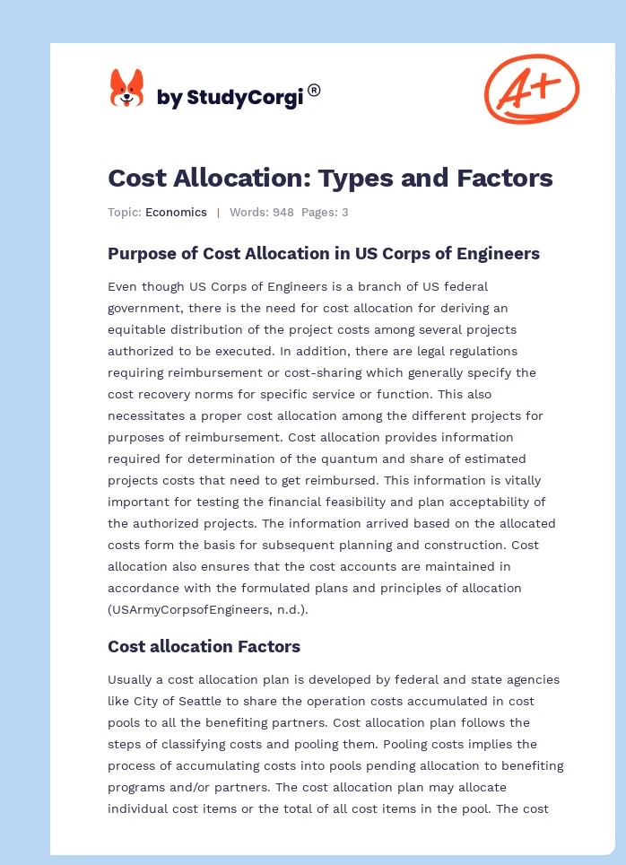 Cost Allocation: Types and Factors. Page 1