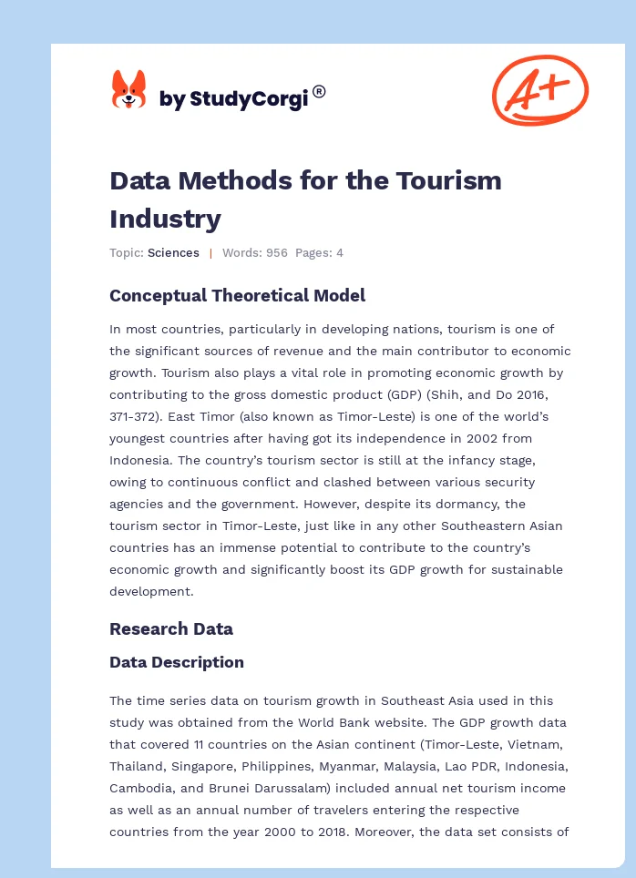 Data Methods for the Tourism Industry. Page 1