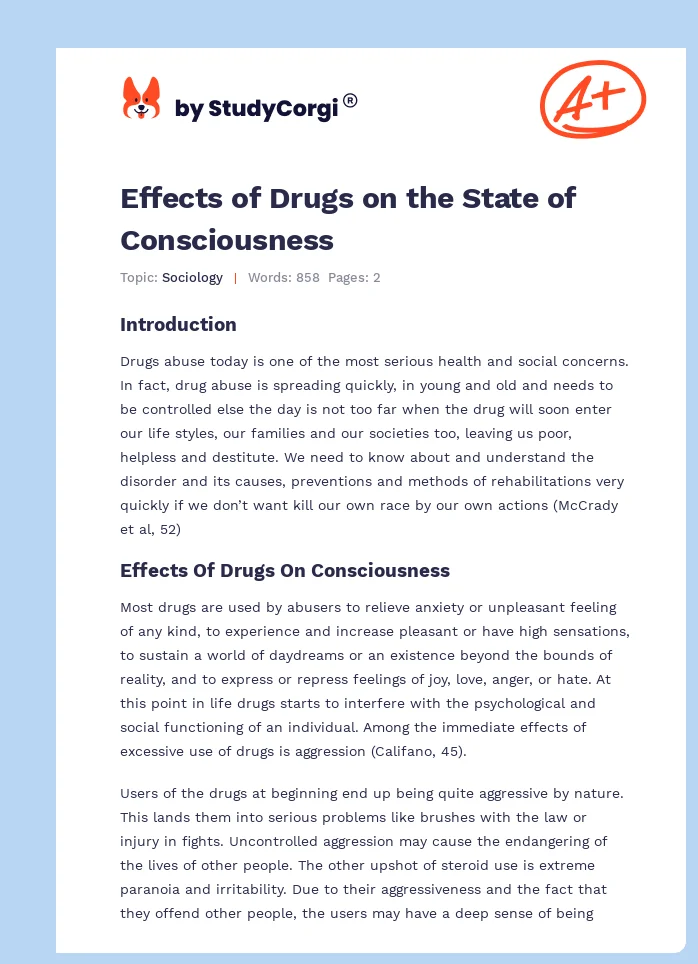 Effects of Drugs on the State of Consciousness. Page 1