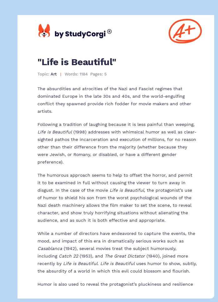 "Life is Beautiful". Page 1