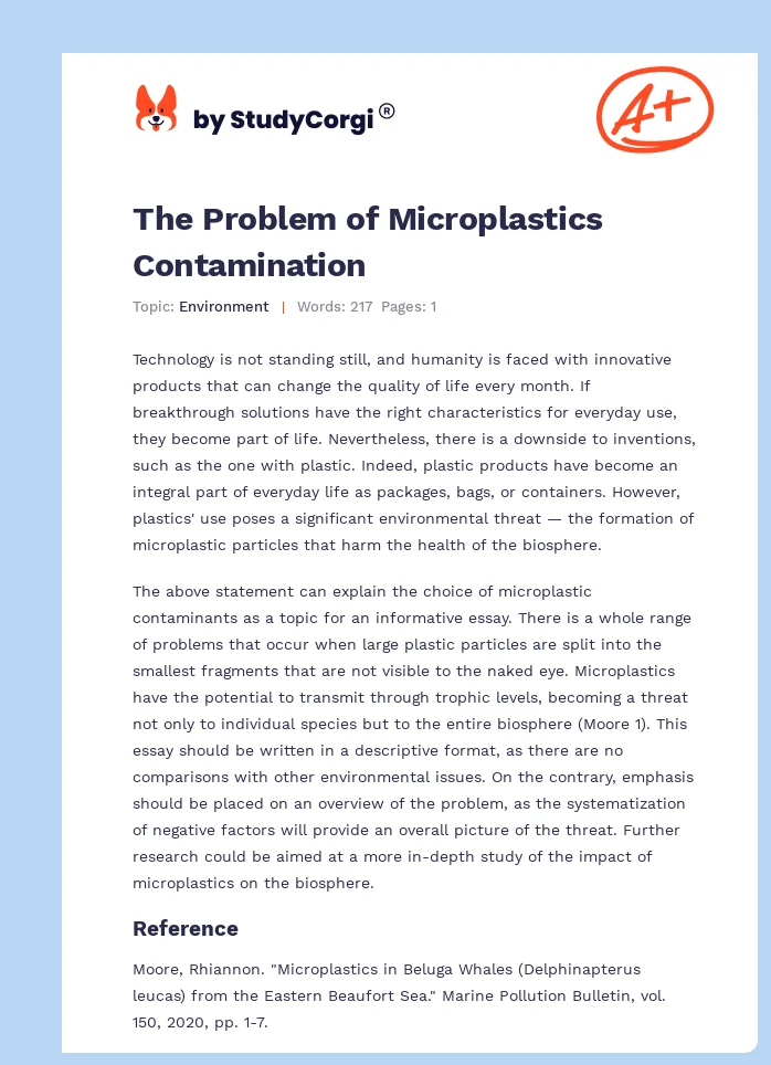 The Problem of Microplastics Contamination. Page 1
