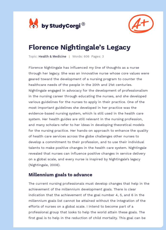 Florence Nightingale’s Legacy. Page 1