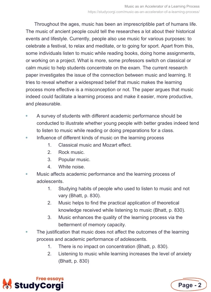 Music as an Accelerator of a Learning Process. Page 2