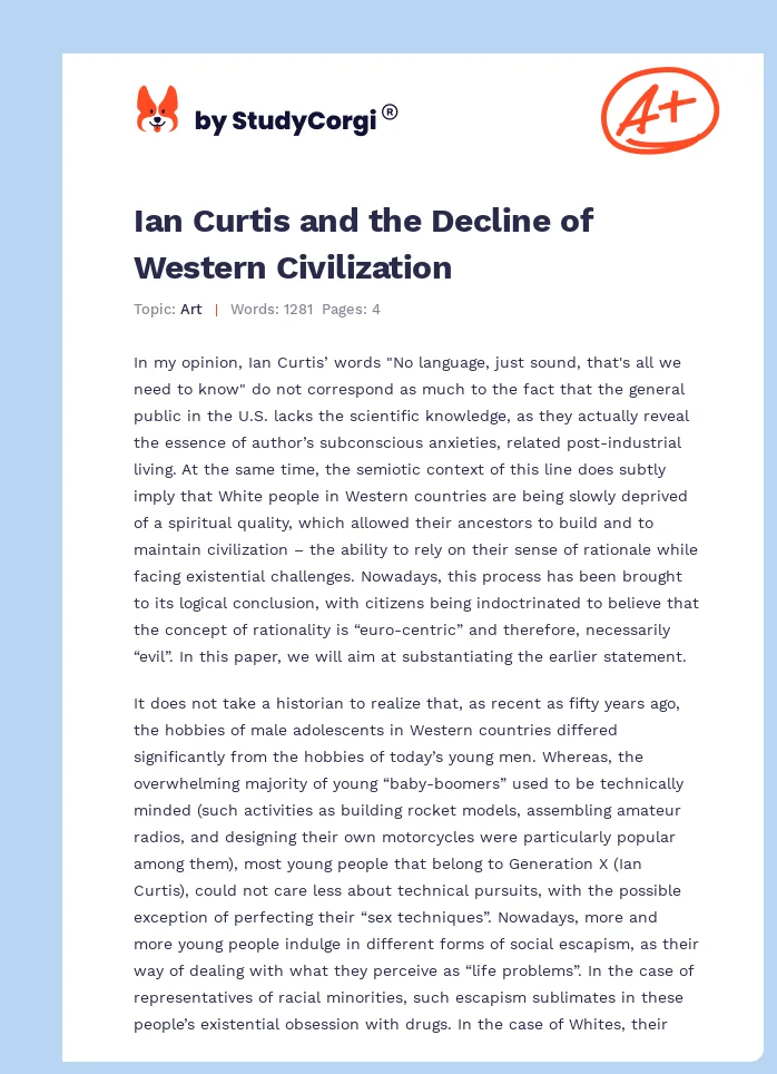 Ian Curtis and the Decline of Western Civilization. Page 1