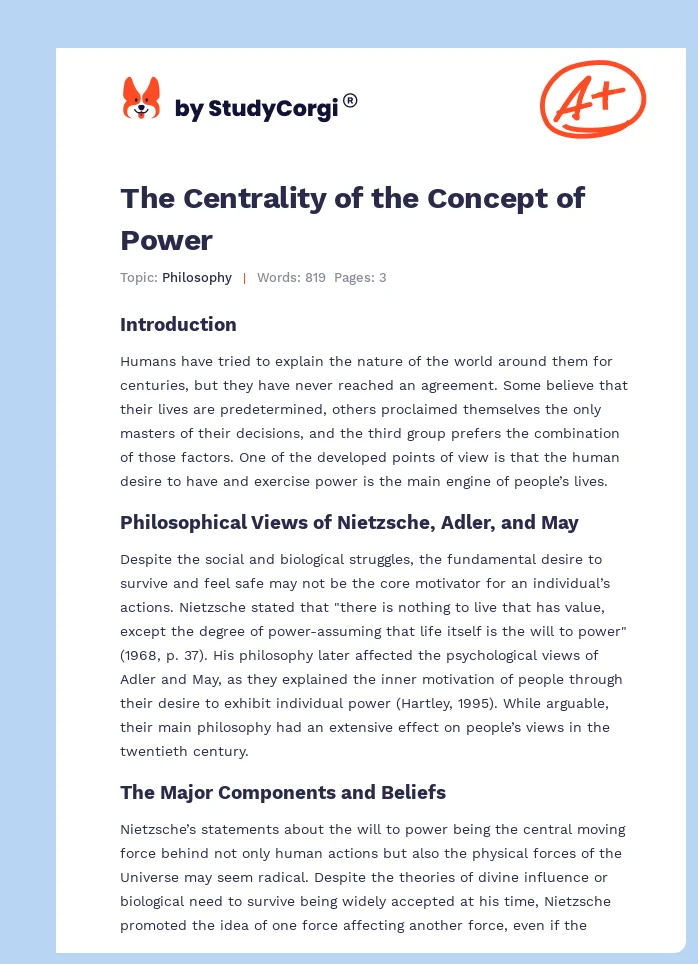 The Centrality of the Concept of Power. Page 1