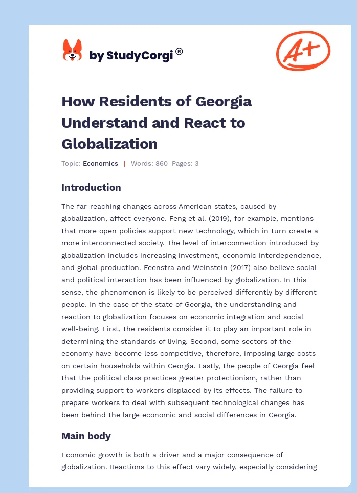 How Residents of Georgia Understand and React to Globalization. Page 1