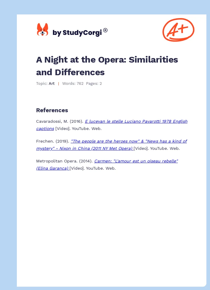 A Night at the Opera: Similarities and Differences. Page 1