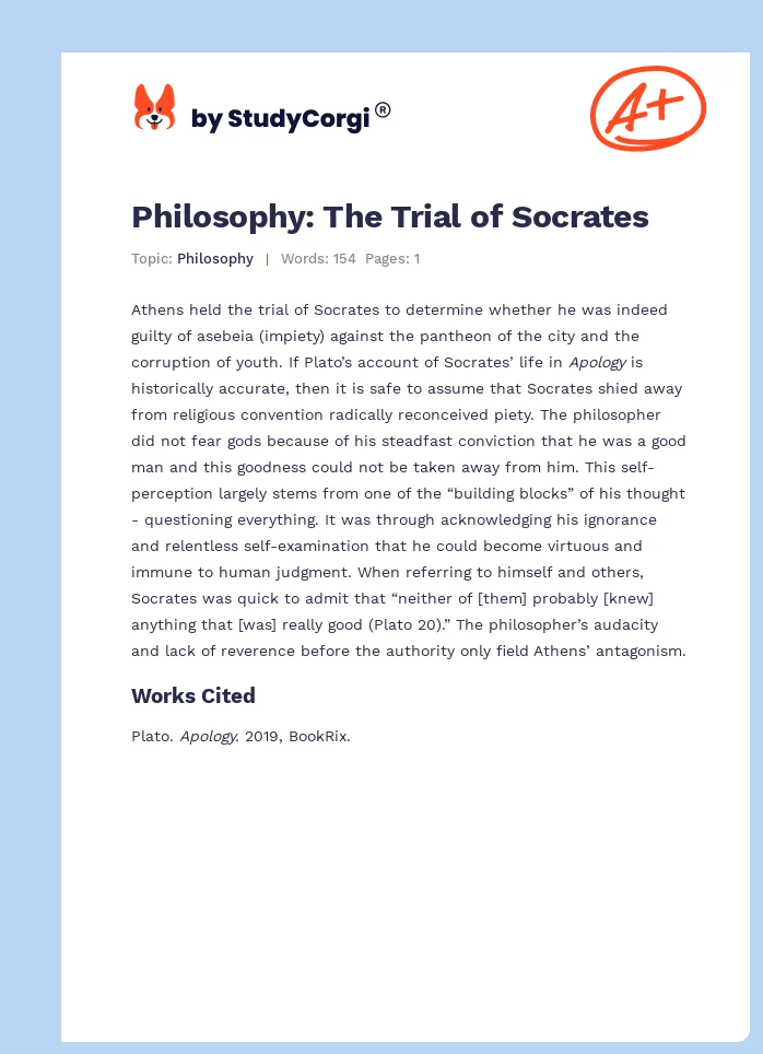 Philosophy: The Trial of Socrates. Page 1