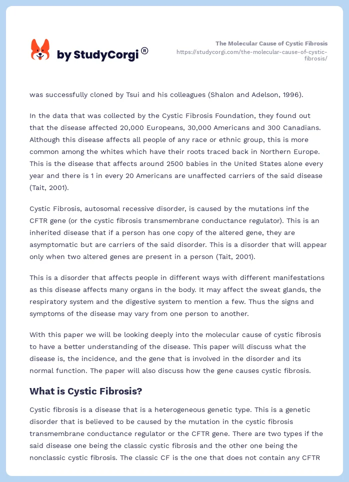 The Molecular Cause of Cystic Fibrosis. Page 2