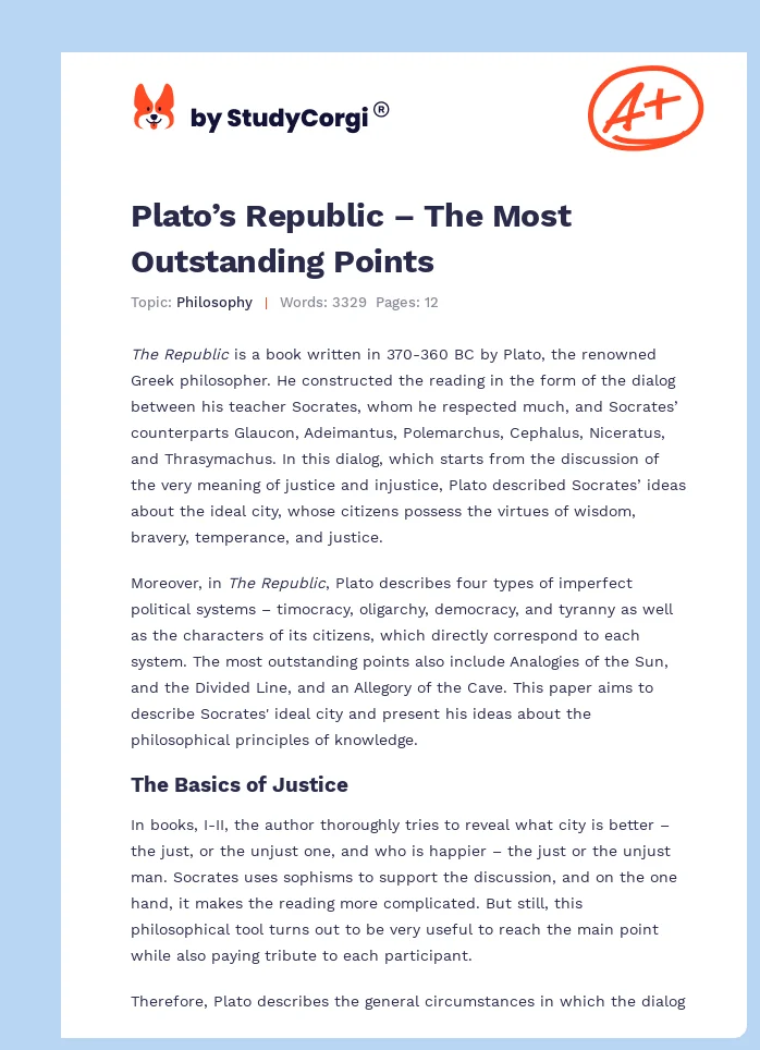 Plato’s Republic – The Most Outstanding Points. Page 1