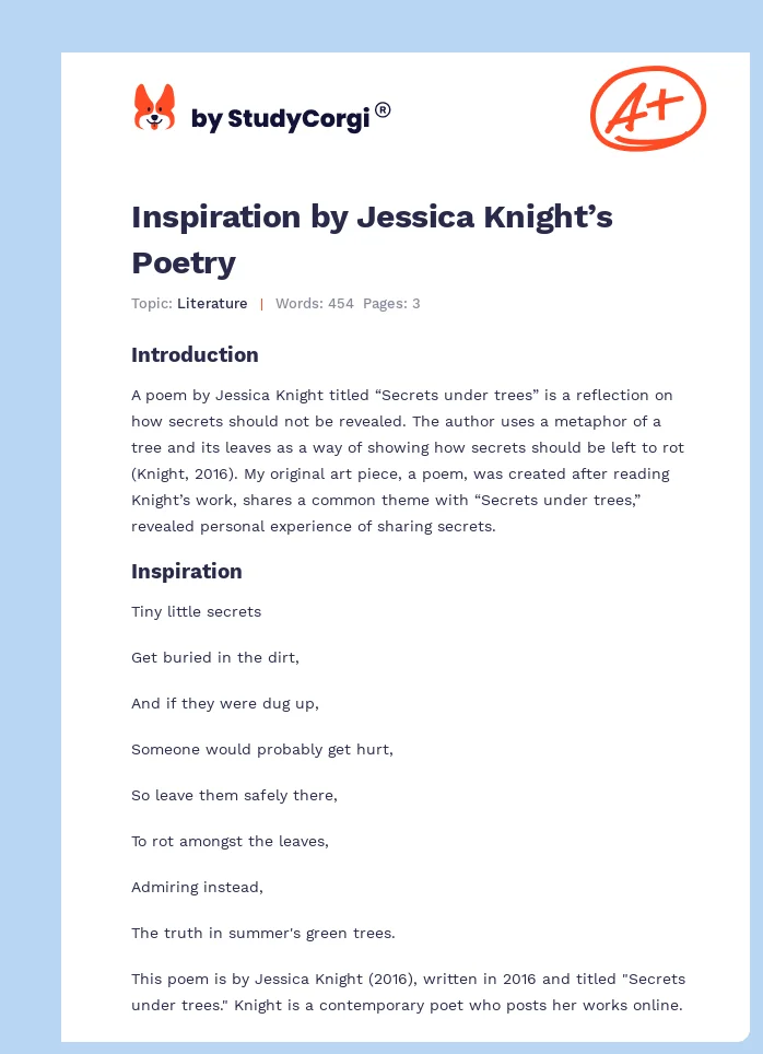 Inspiration by Jessica Knight’s Poetry. Page 1
