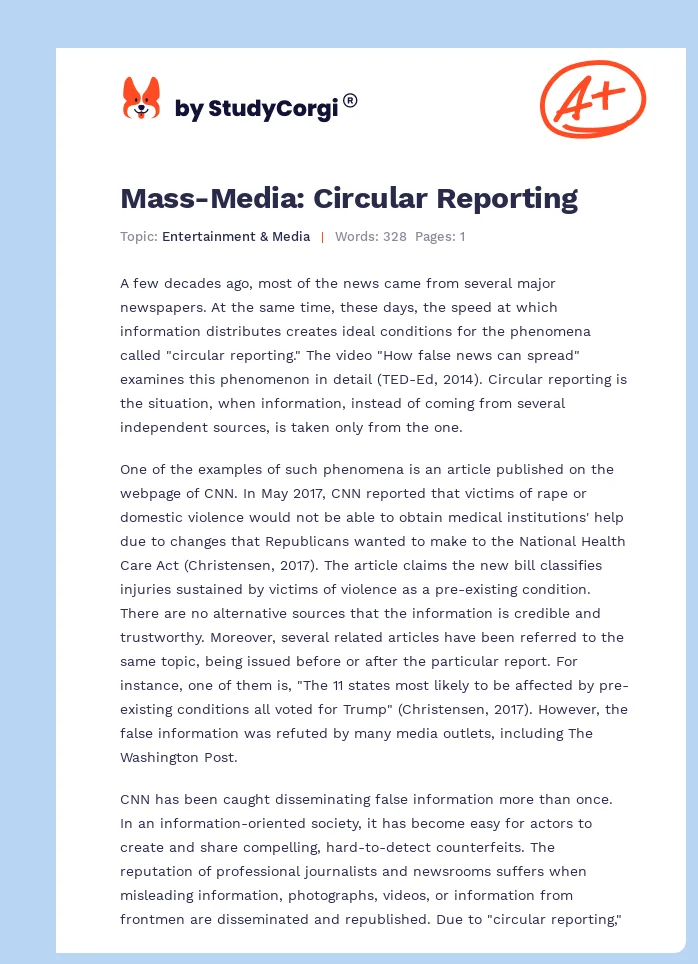 Mass-Media: Circular Reporting. Page 1