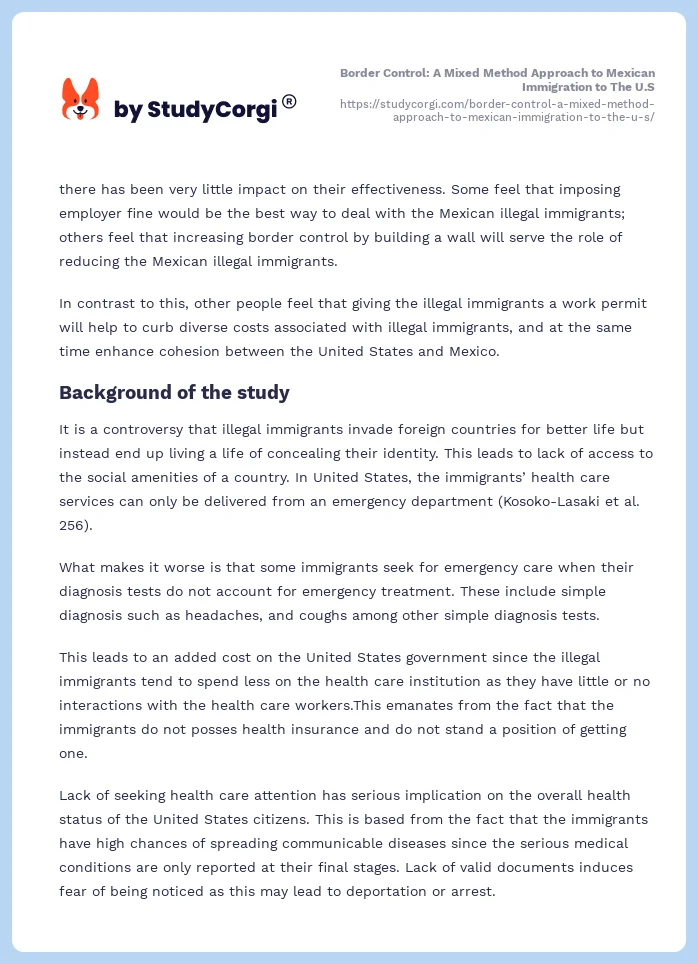 Border Control: A Mixed Method Approach to Mexican Immigration to The U.S. Page 2