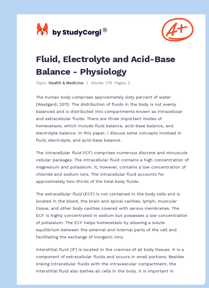 Fluid, Electrolyte and Acid-Base Balance - Physiology. Page 1