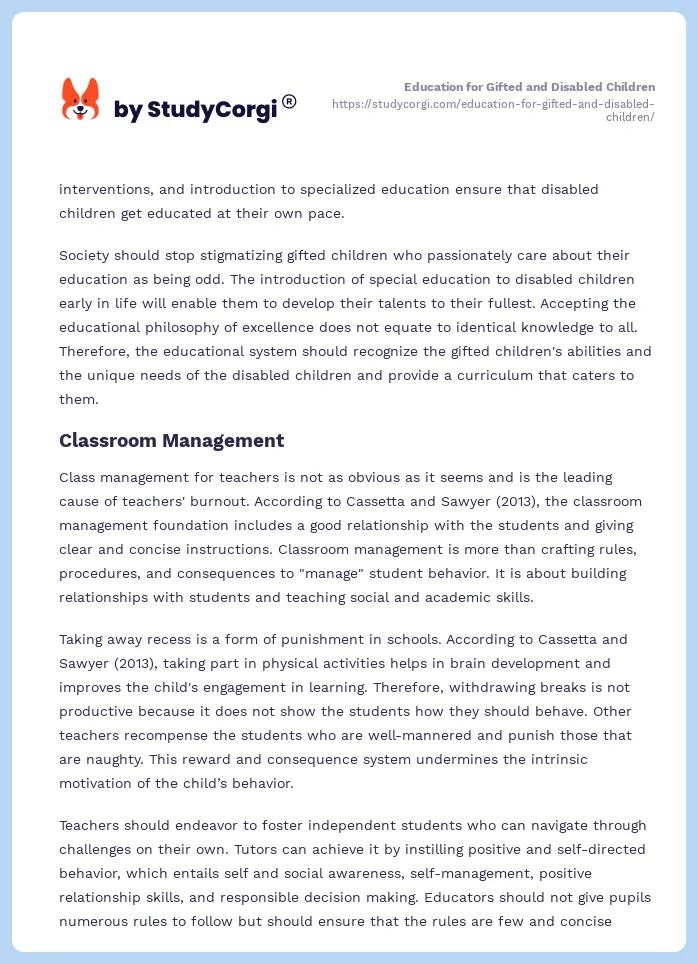 Education for Gifted and Disabled Children. Page 2