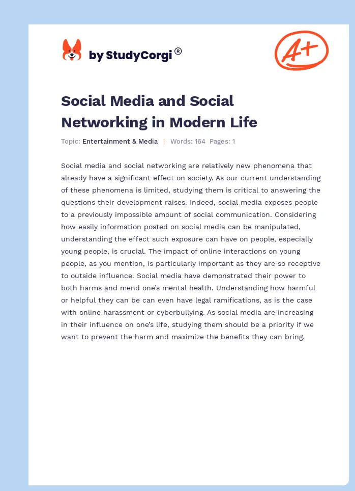 Social Media and Social Networking in Modern Life. Page 1