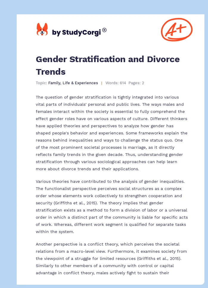 Gender Stratification and Divorce Trends. Page 1