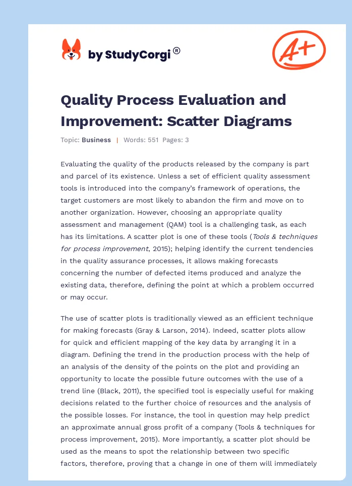 Quality Process Evaluation and Improvement: Scatter Diagrams. Page 1
