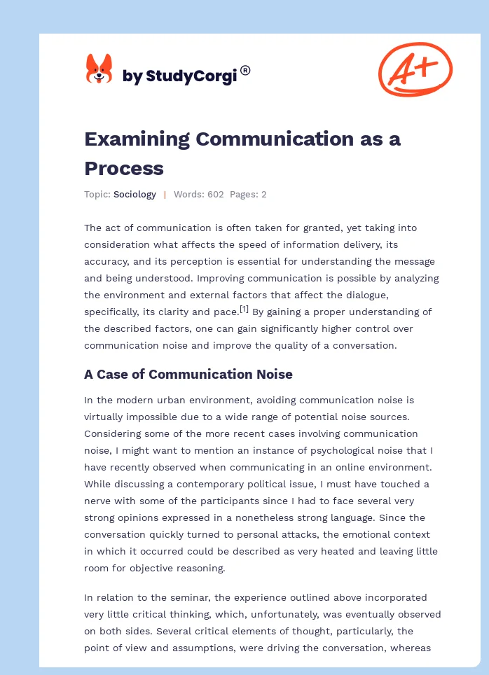 Examining Communication as a Process. Page 1