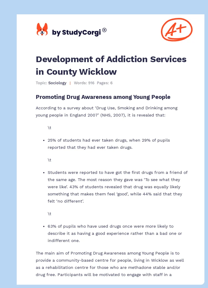 Development of Addiction Services in County Wicklow. Page 1