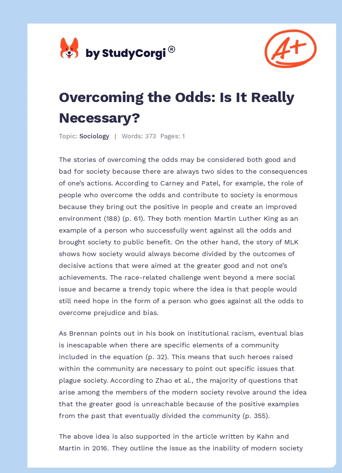 Overcoming the Odds: Is It Really Necessary?. Page 1