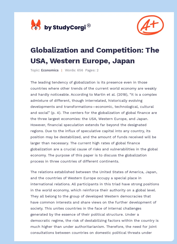 Globalization and Competition: The USA, Western Europe, Japan. Page 1
