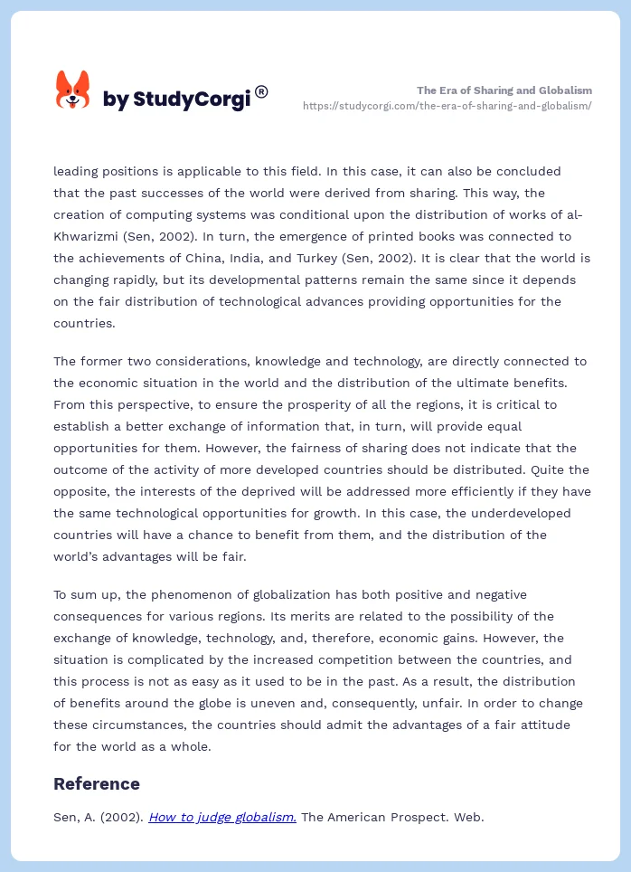 The Era of Sharing and Globalism. Page 2