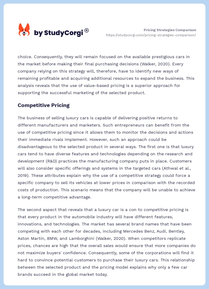 Pricing Strategies Comparison. Page 2