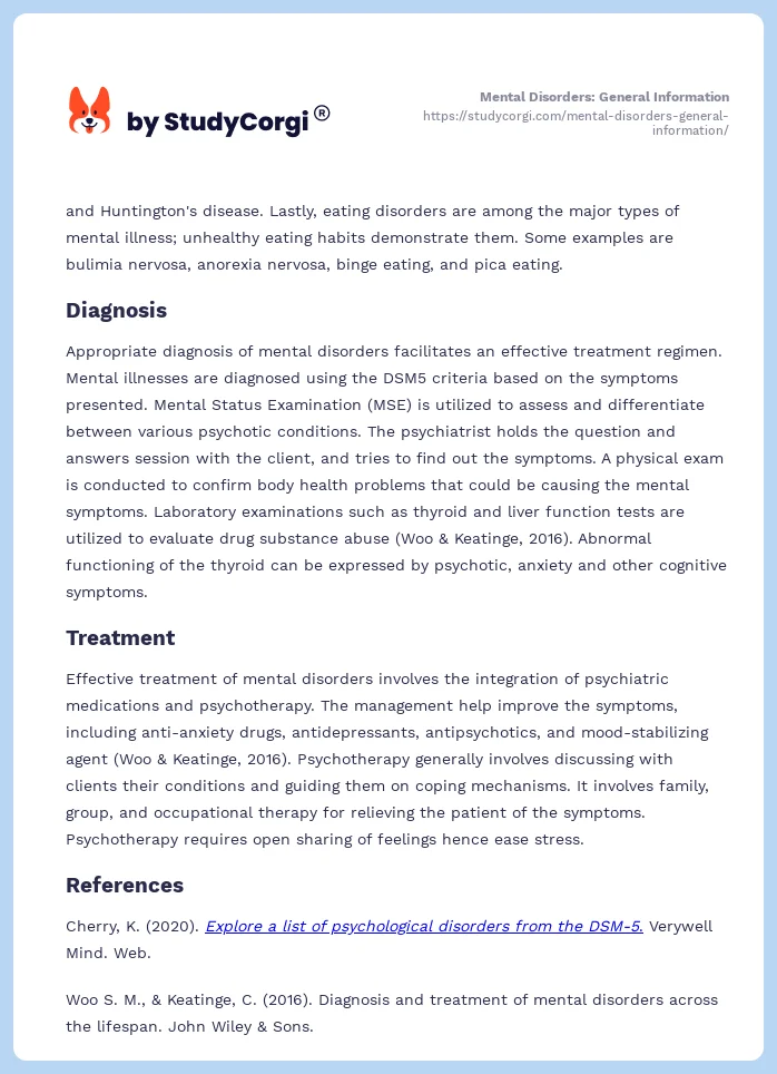 Mental Disorders: General Information. Page 2