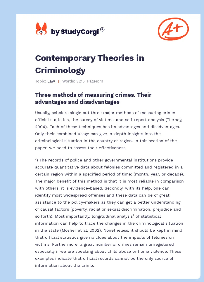 Contemporary Theories in Criminology. Page 1