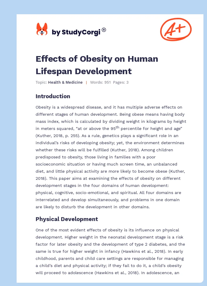 Effects of Obesity on Human Lifespan Development. Page 1