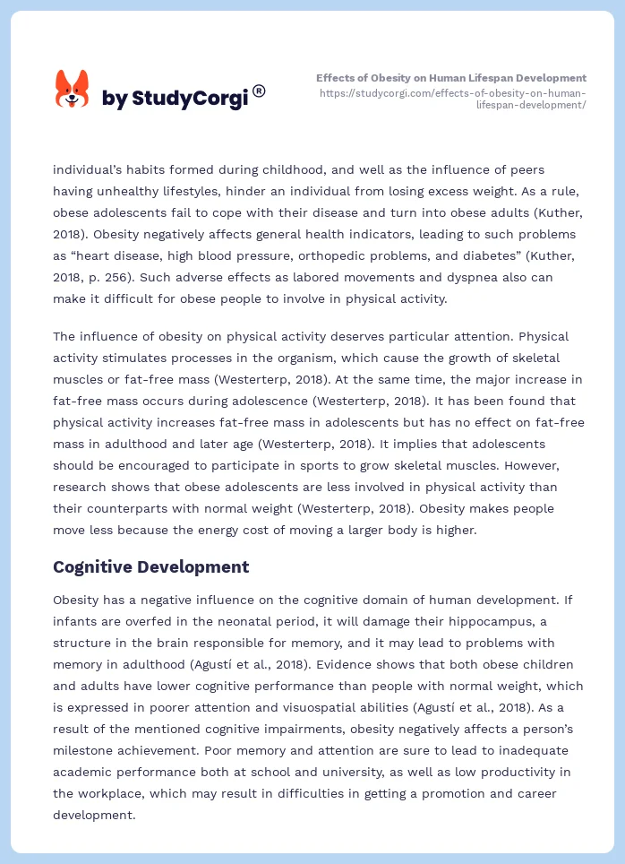 Effects of Obesity on Human Lifespan Development. Page 2