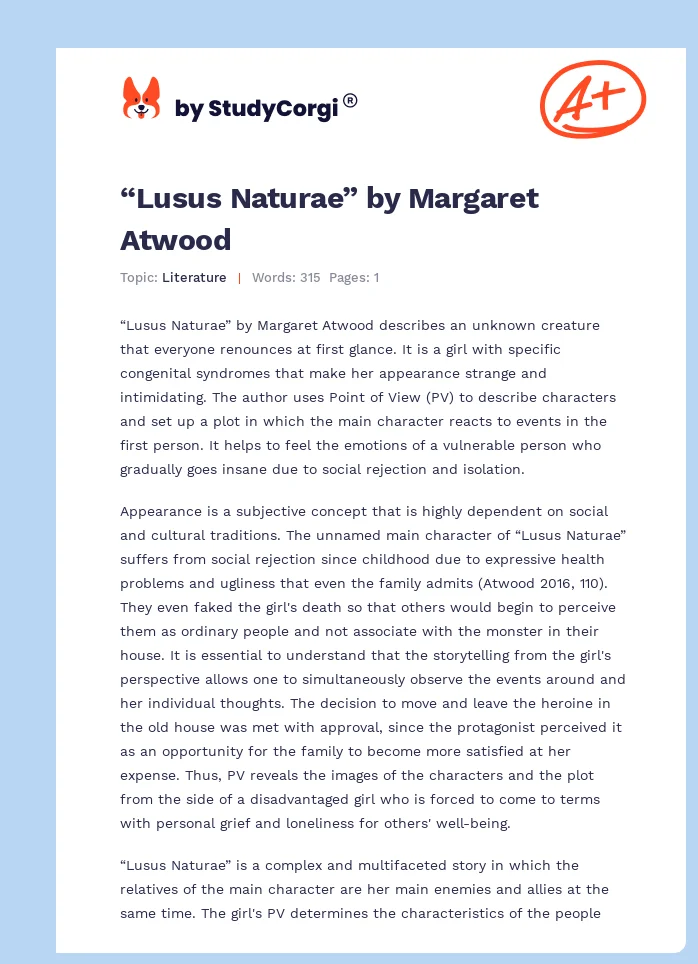 “Lusus Naturae” by Margaret Atwood. Page 1