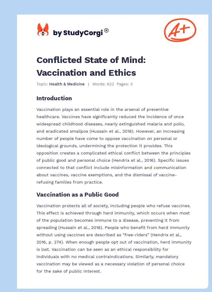 Conflicted State of Mind: Vaccination and Ethics. Page 1